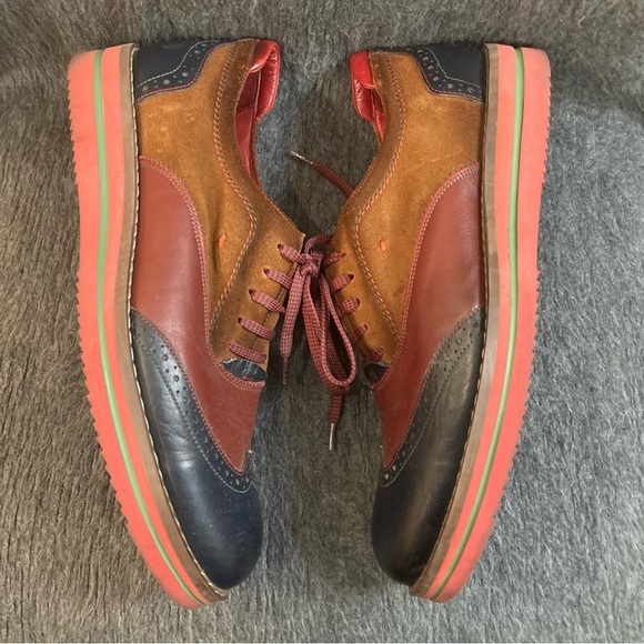 BRAKO SHOES Sz 40 Colour Block Brogue Oxfords Wingtip Lace  Up Leather Shoes - Picture 7 of 8